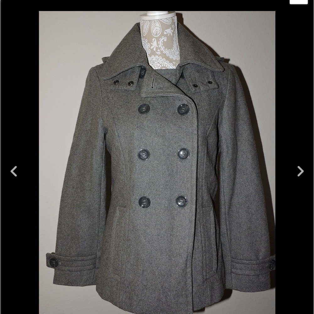 Calvin Klein Coat Gray Wool Blend Hooded Peacoat 6 - Picture 4 of 5